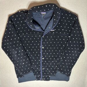 Patagonia Snap Front Retro X Pile Fleece Blue Polka Dot Jacket Med Size XL